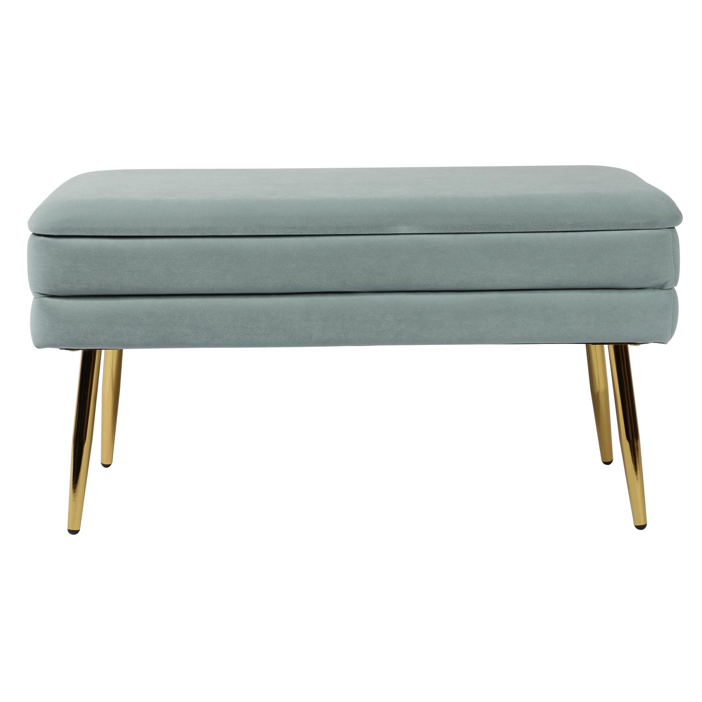 Ziva 31" Velvet Storage Bench - Sea Blue