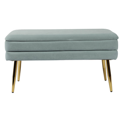 Ziva 31" Velvet Storage Bench - Sea Blue