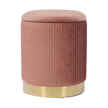 Zoe Performance Velvet Storage Ottoman - Blush
