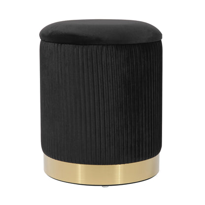 Zoe Performance Velvet Storage Ottoman - Black