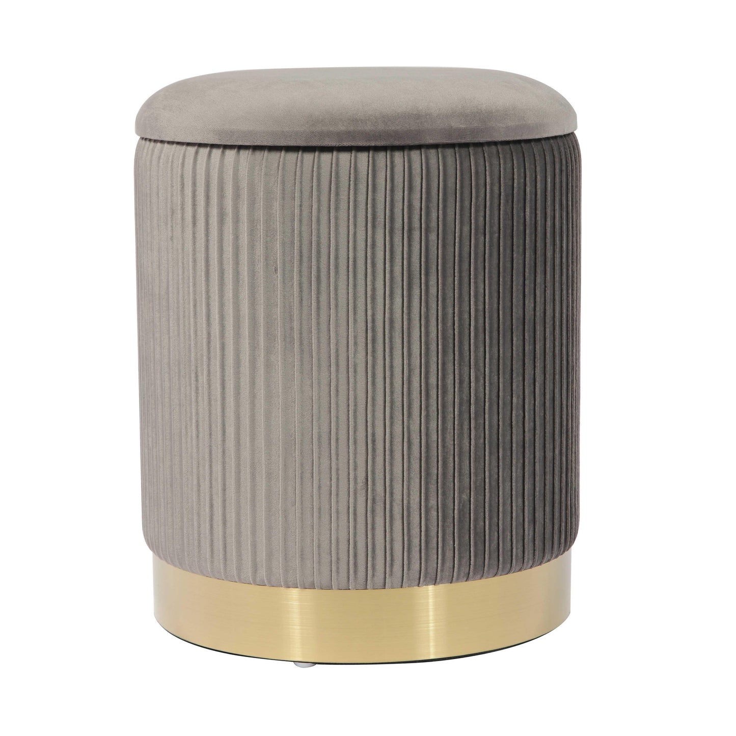 Zoe Performance Velvet Storage Ottoman - Grey