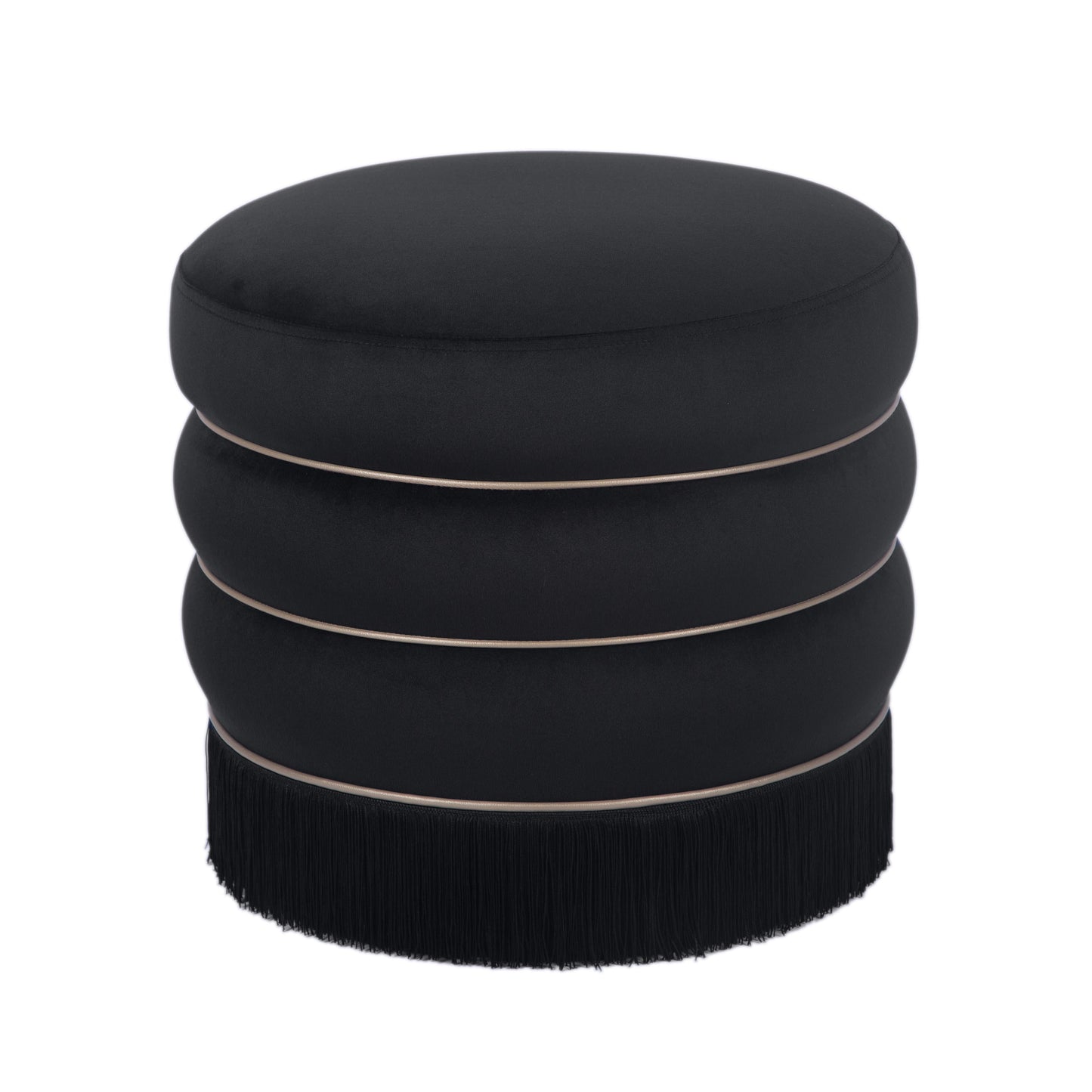Lakka Performance Velvet Ottoman - Black