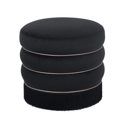 Lakka Performance Velvet Ottoman - Black