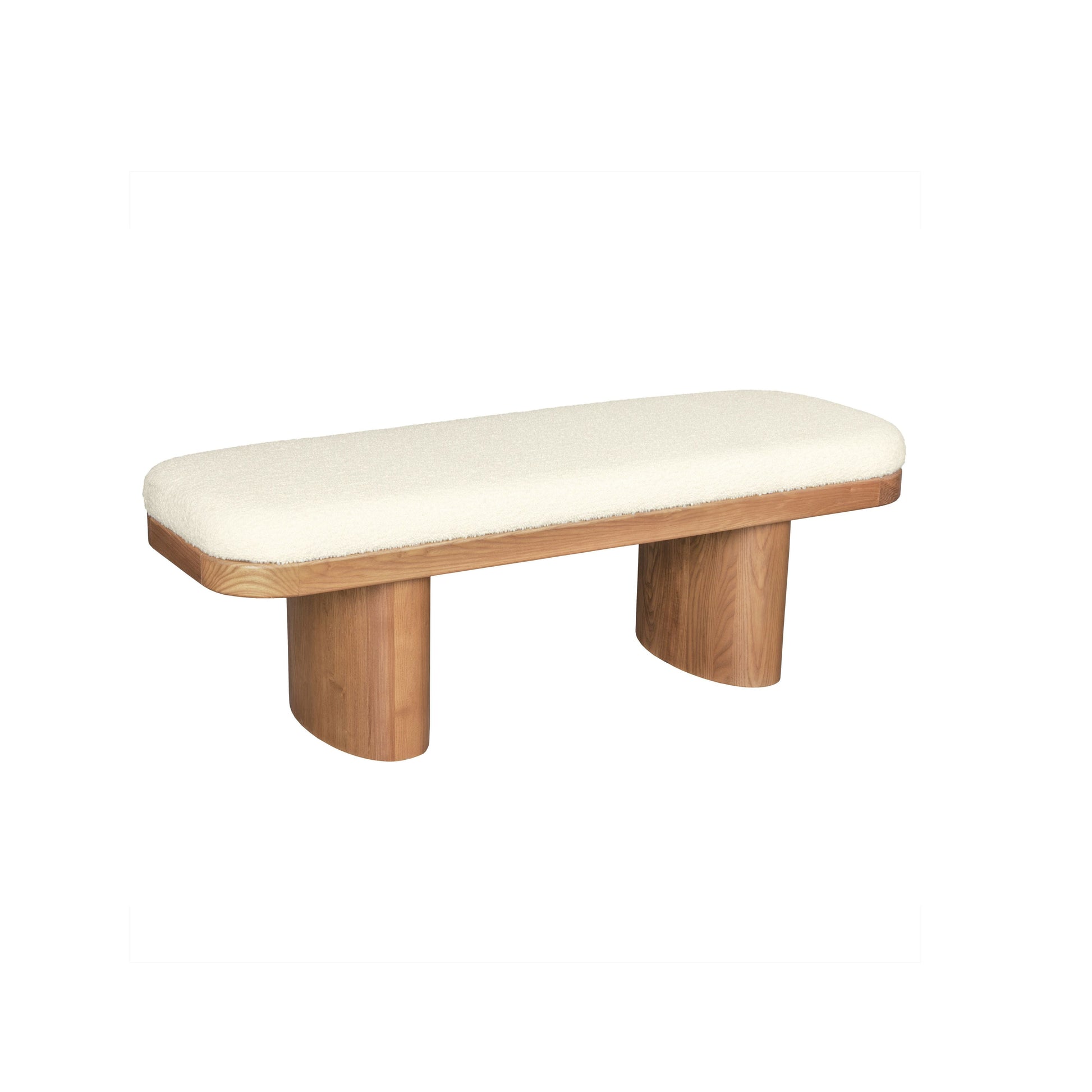 Ollie 48" White Performance Boucle Wooden Bench - Default Variant