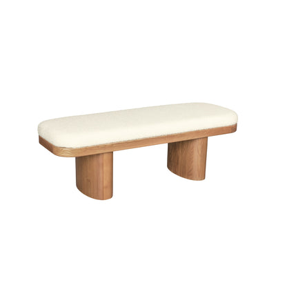 Ollie 48" White Performance Boucle Wooden Bench - Default Variant