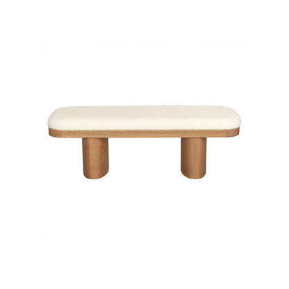 Ollie 48" White Performance Boucle Wooden Bench