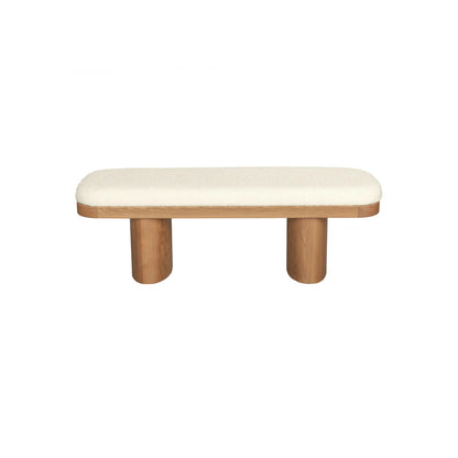 Ollie 48" White Performance Boucle Wooden Bench
