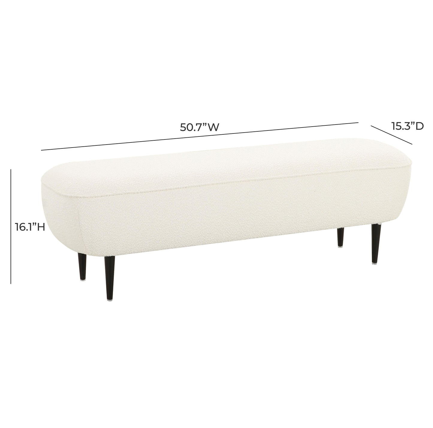 Denise 51" Cream Performance Boucle Bench