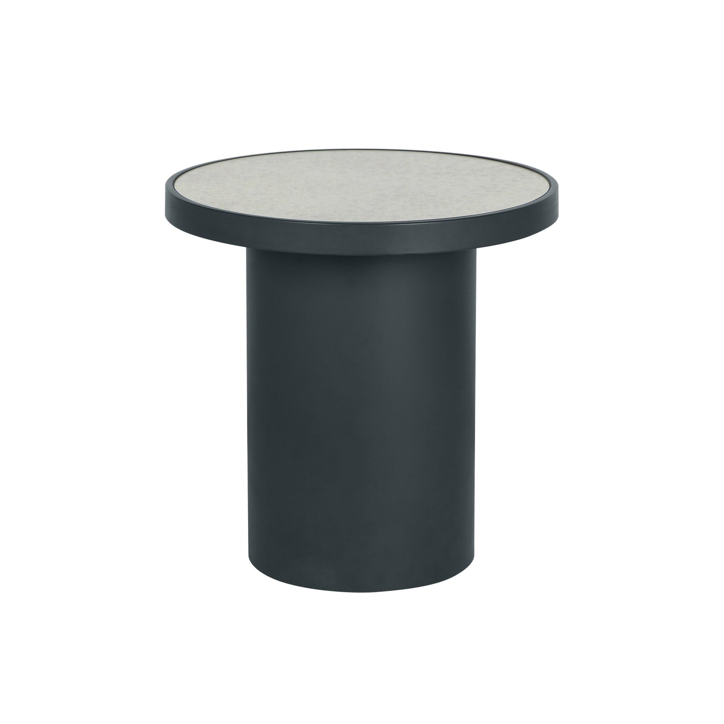 Nautilus Antique Silver Mirrored Round Side Table