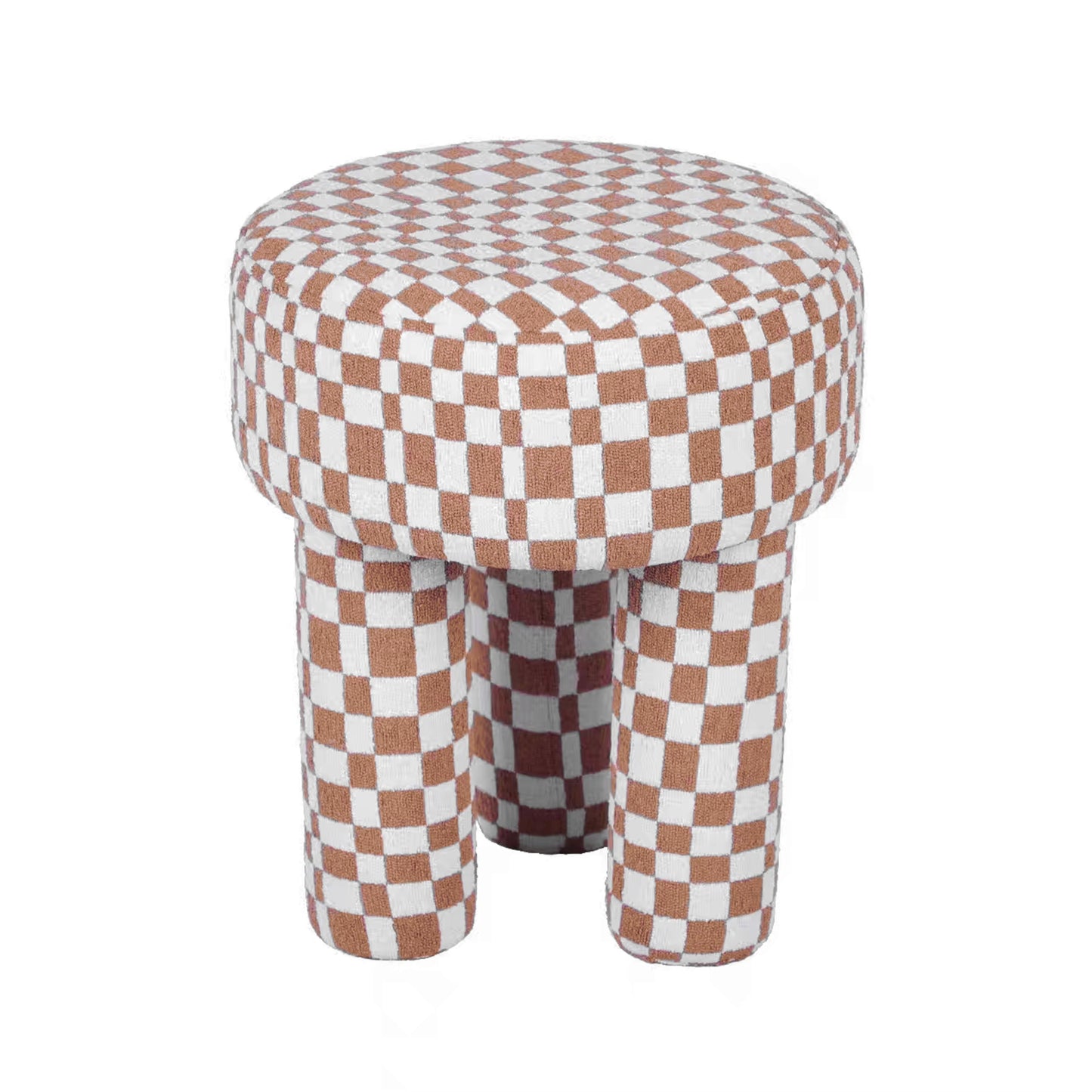 Claire Brown Checkered Boucle Stool - Default Variant