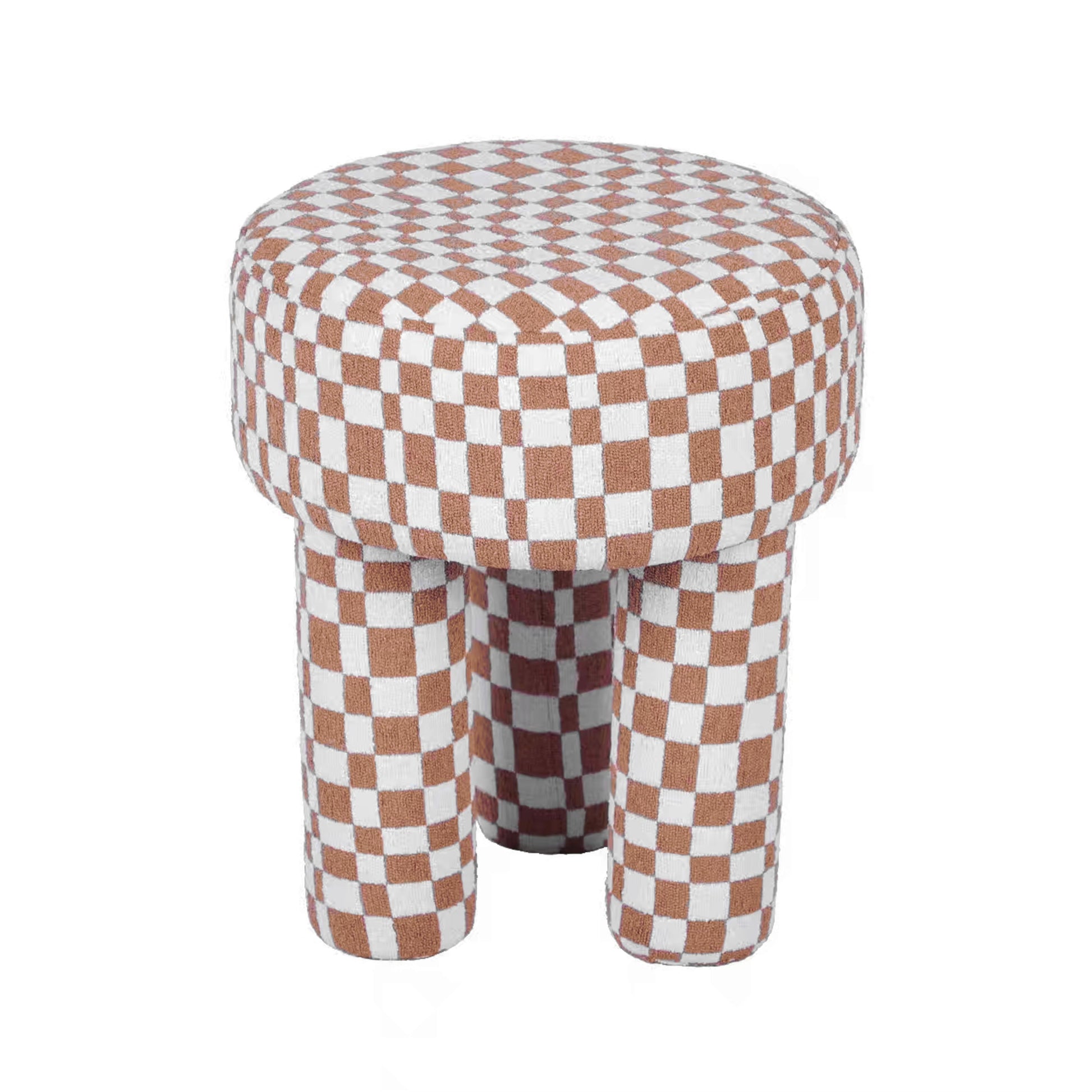 Claire Brown Checkered Boucle Stool - Default Variant