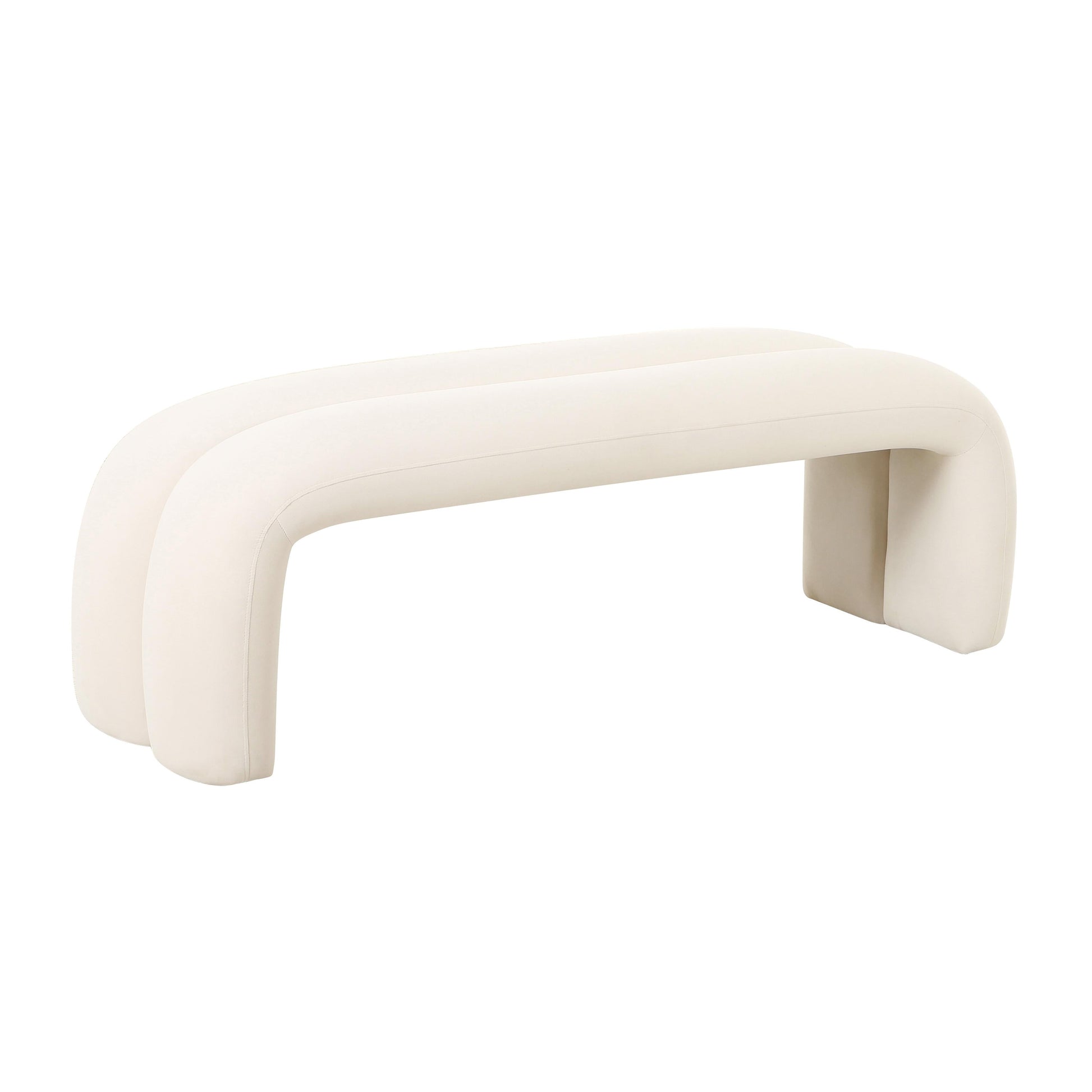 Leigh 56" Performance Velvet Channeled Bench - Cream