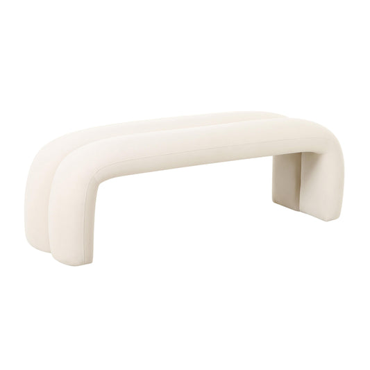 Leigh 56" Performance Velvet Channeled Bench - Cream