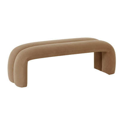 Leigh 56" Performance Velvet Channeled Bench - Taupe