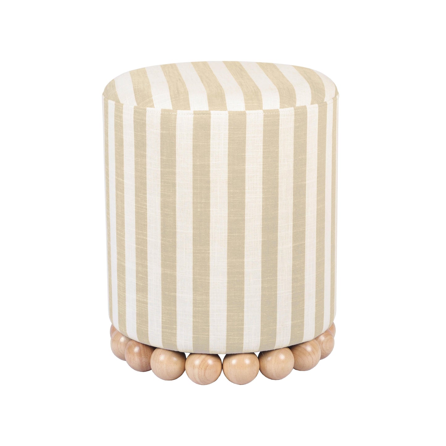 Dex Striped Linen Ottoman - Beige