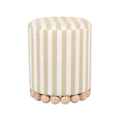 Dex Striped Linen Ottoman - Beige