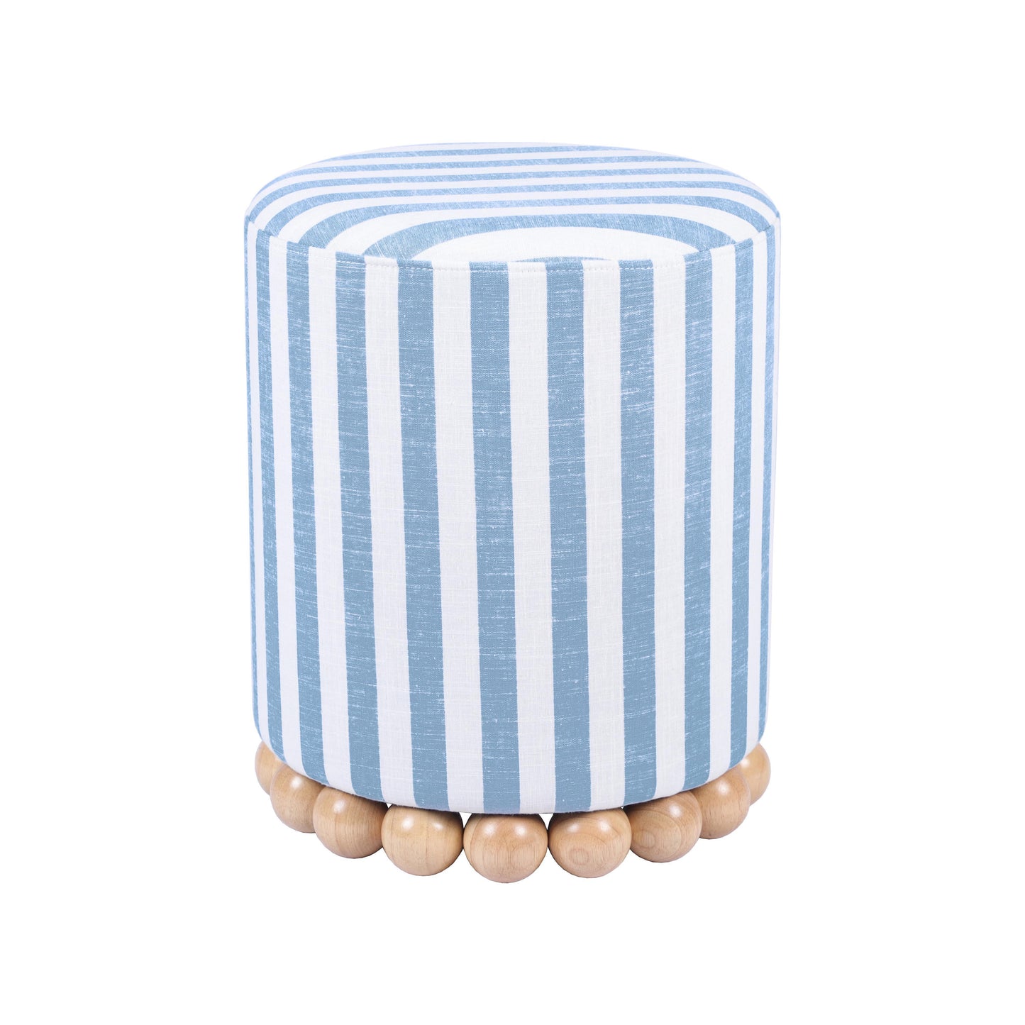 Dex Striped Linen Ottoman - Blue