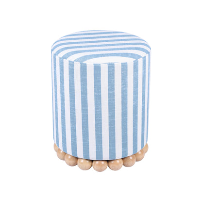 Dex Striped Linen Ottoman