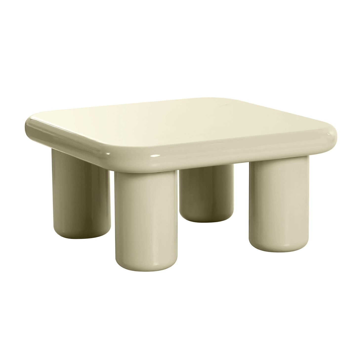 Memphis 33.5" Glossy Square Coffee Table - Cream