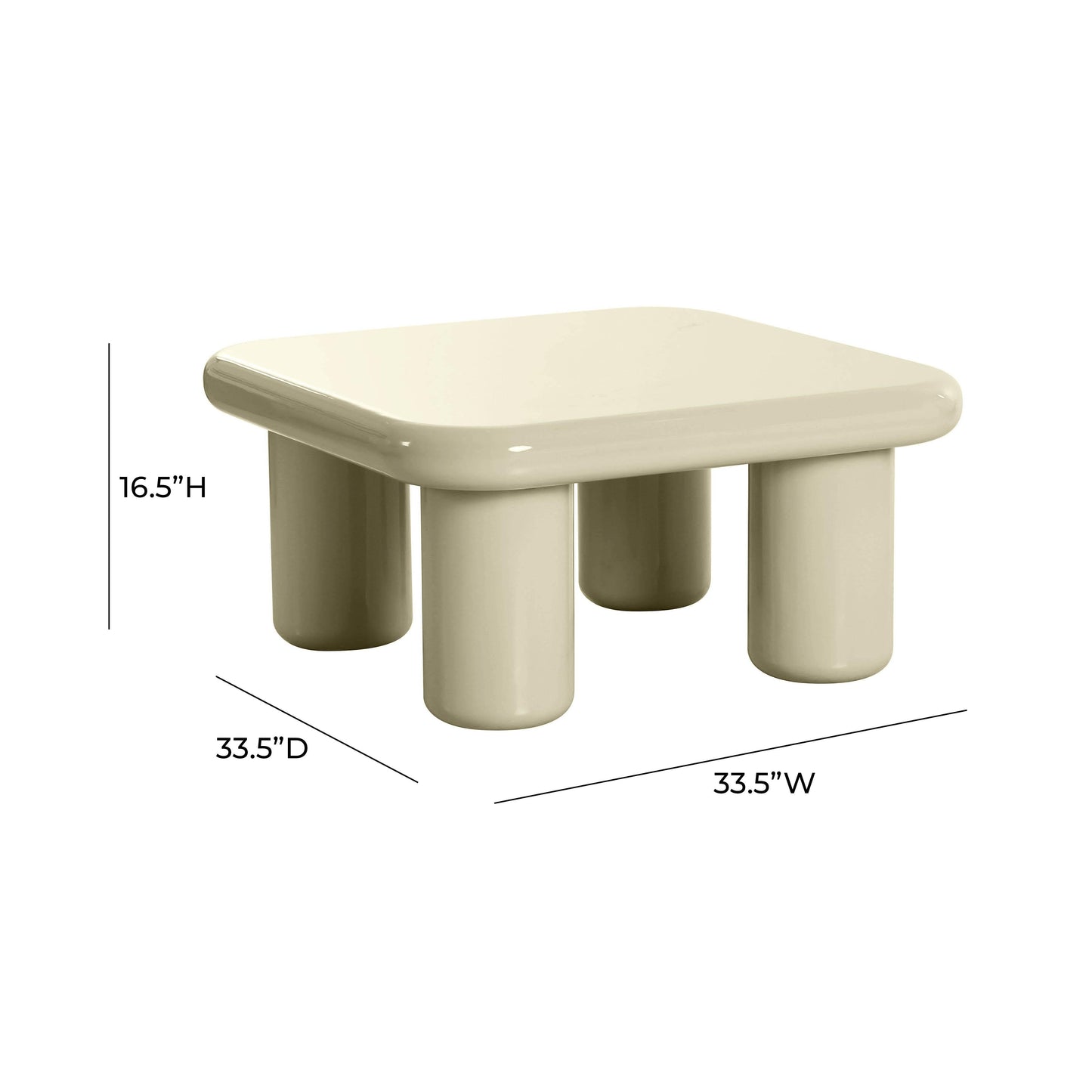 Memphis 33.5" Glossy Square Coffee Table