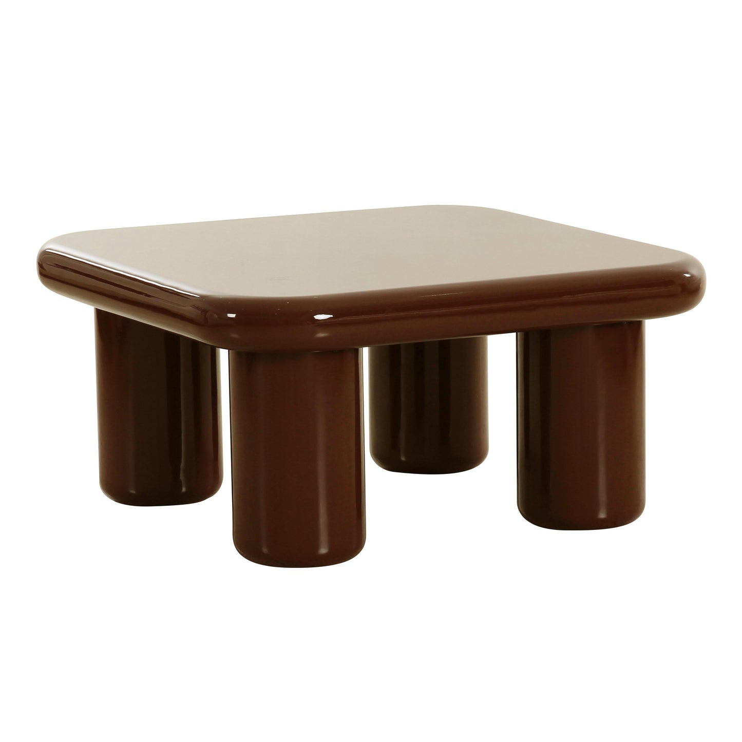 Memphis 33.5" Glossy Square Coffee Table - Brown