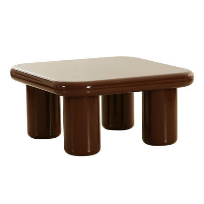 Memphis 33.5" Glossy Square Coffee Table - Brown