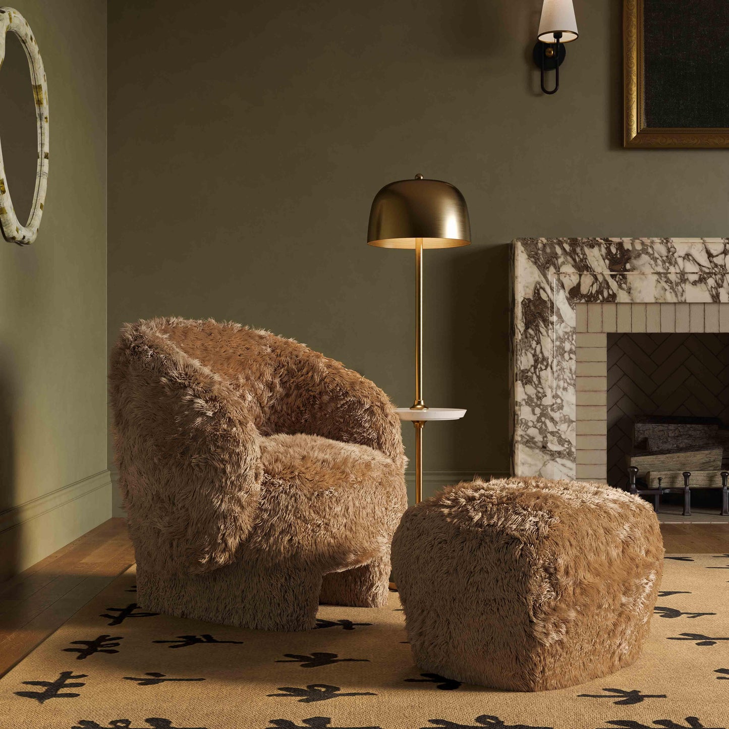 Britt Contract-Grade Vegan Shearling Ottoman