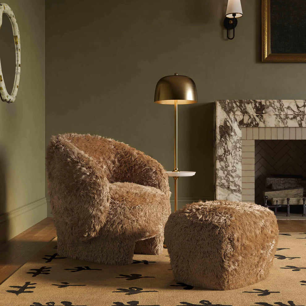 Britt Contract-Grade Vegan Shearling Ottoman