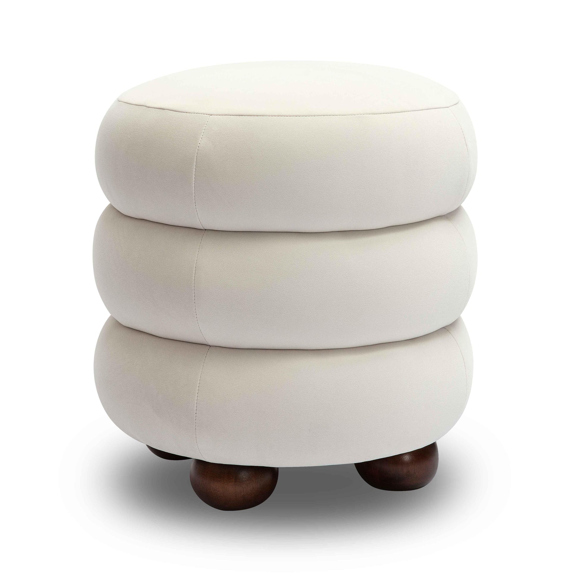 Stefanie Performance Velvet Ottoman - Cream