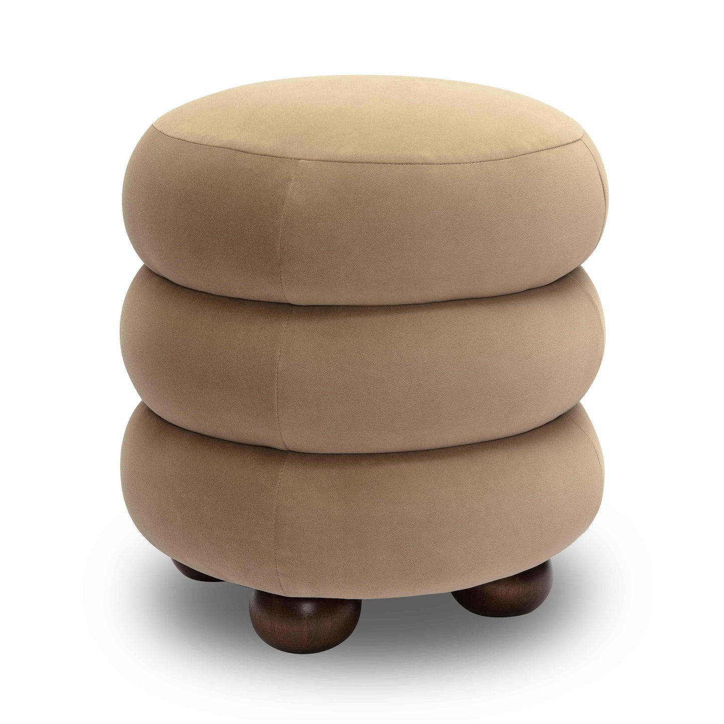 Stefanie Performance Velvet Ottoman - Taupe