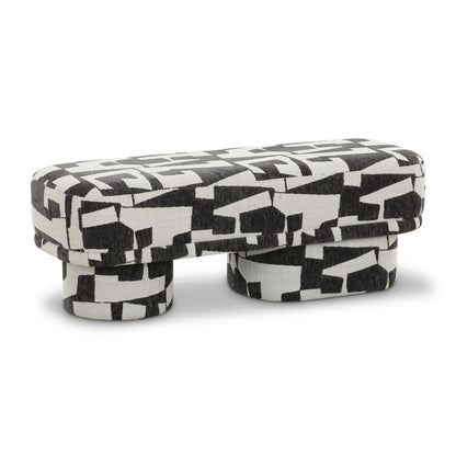 Lena 47" Performance Jacquard Bench - Black and White
