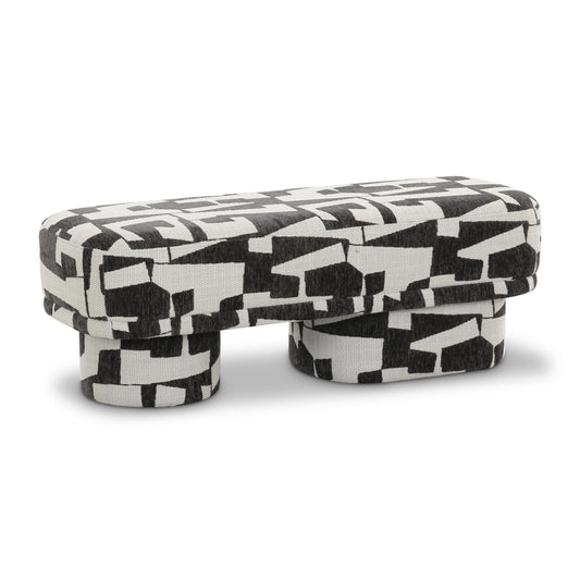 Lena 47" Performance Jacquard Bench - Black and White