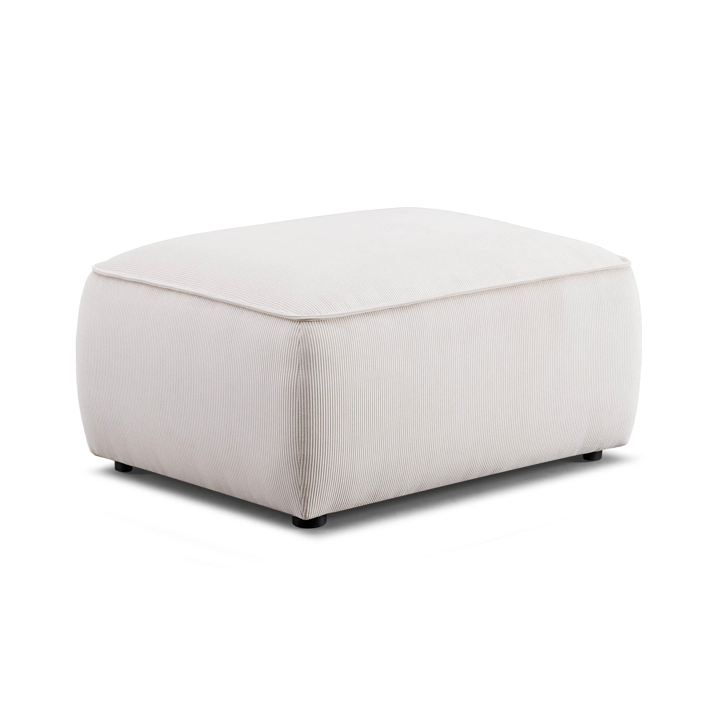 Travie Performance Corduroy Velvet Ottoman - White Sand