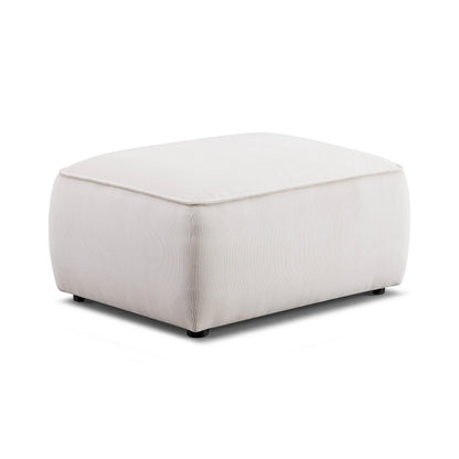 Travie Performance Corduroy Velvet Ottoman - White Sand