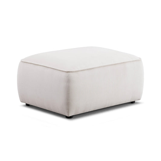 Travie Performance Corduroy Velvet Ottoman - White Sand