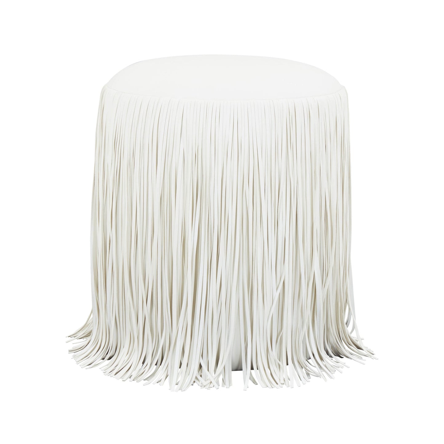 Shag Me Performance Vegan Leather Ottoman - Ivory