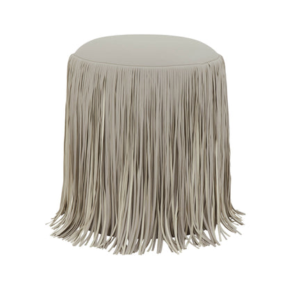 Shag Me Performance Vegan Leather Ottoman - Grey