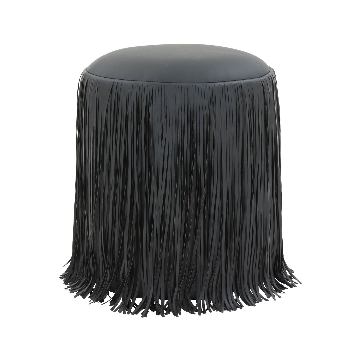 Shag Me Performance Vegan Leather Ottoman - Black