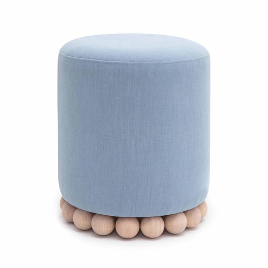 Dex Upcycled Performance Fabric Ottoman - Faded Blue