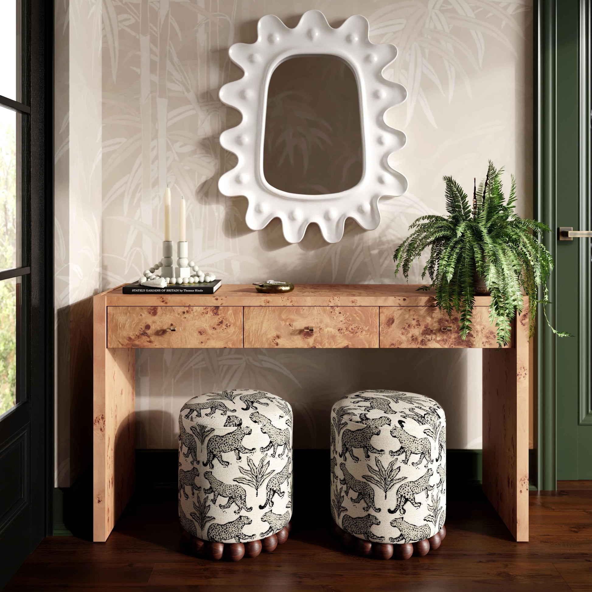 Dex Leopard Performance Jacquard Ottoman