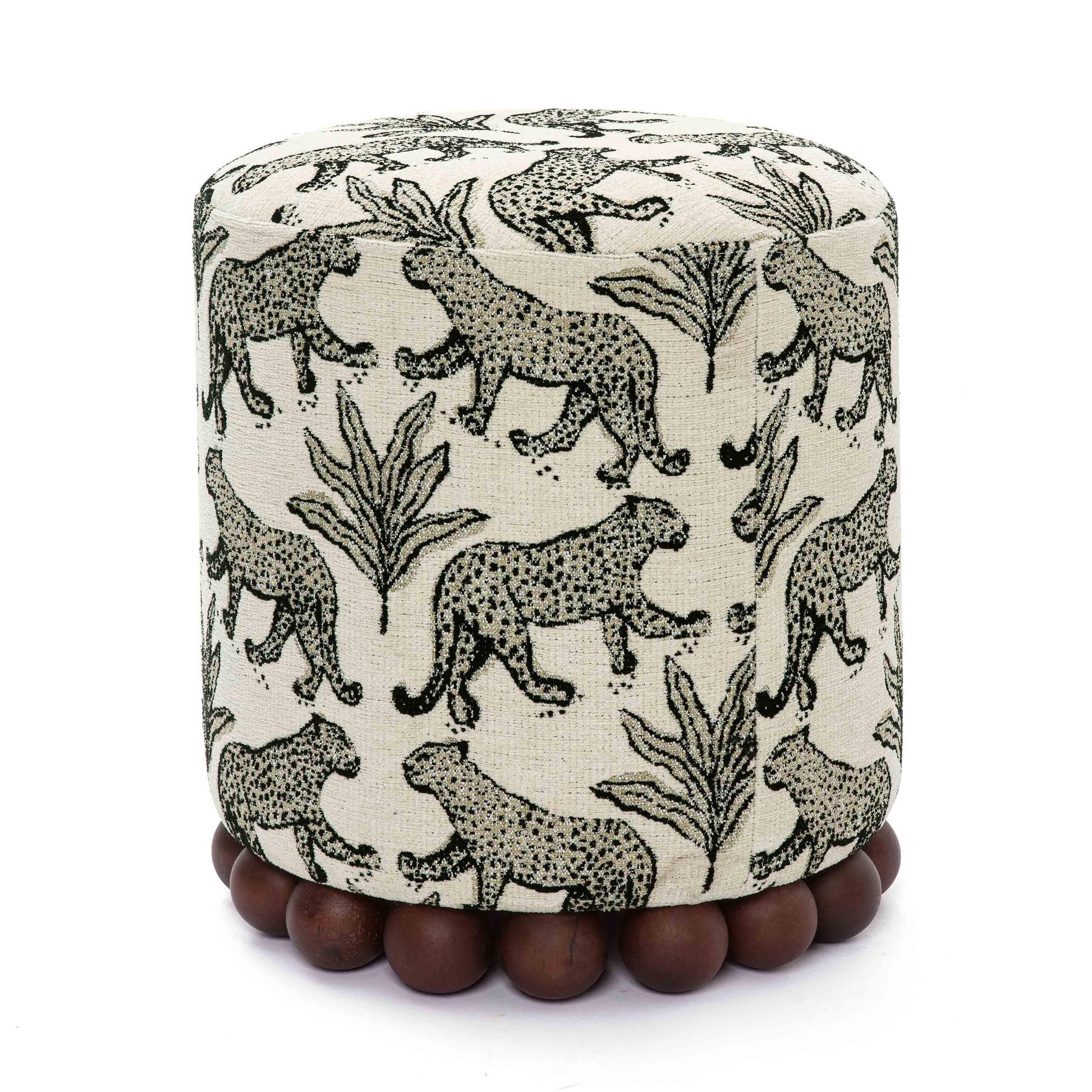 Dex Leopard Performance Jacquard Ottoman