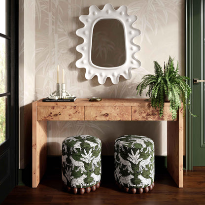 Dex Leopard Performance Jacquard Ottoman