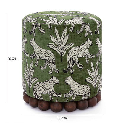 Dex Leopard Performance Jacquard Ottoman