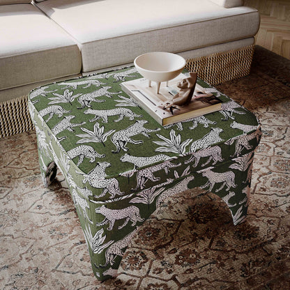 Raji Leopard Performance Jacquard Ottoman