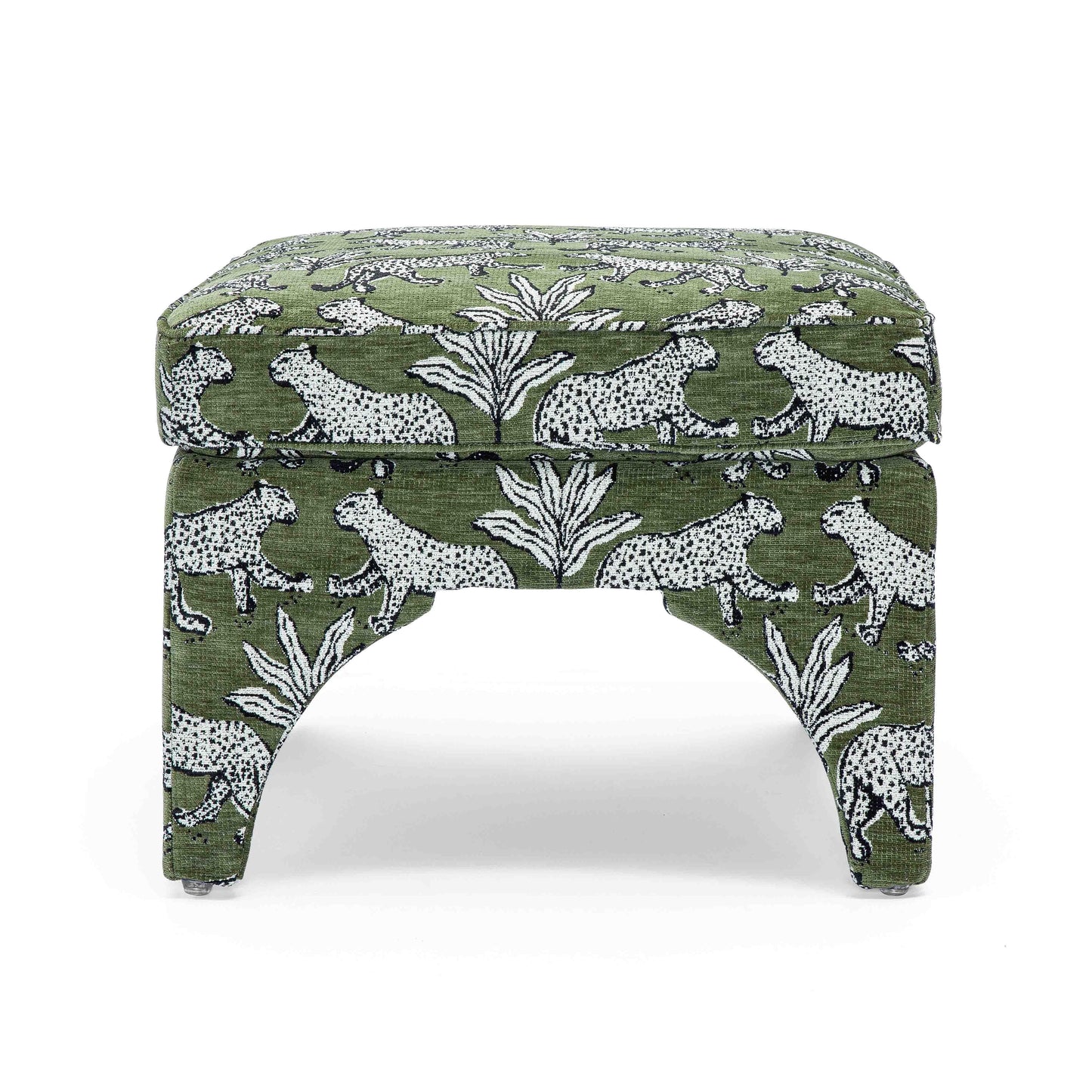 Raji Leopard Performance Jacquard Ottoman