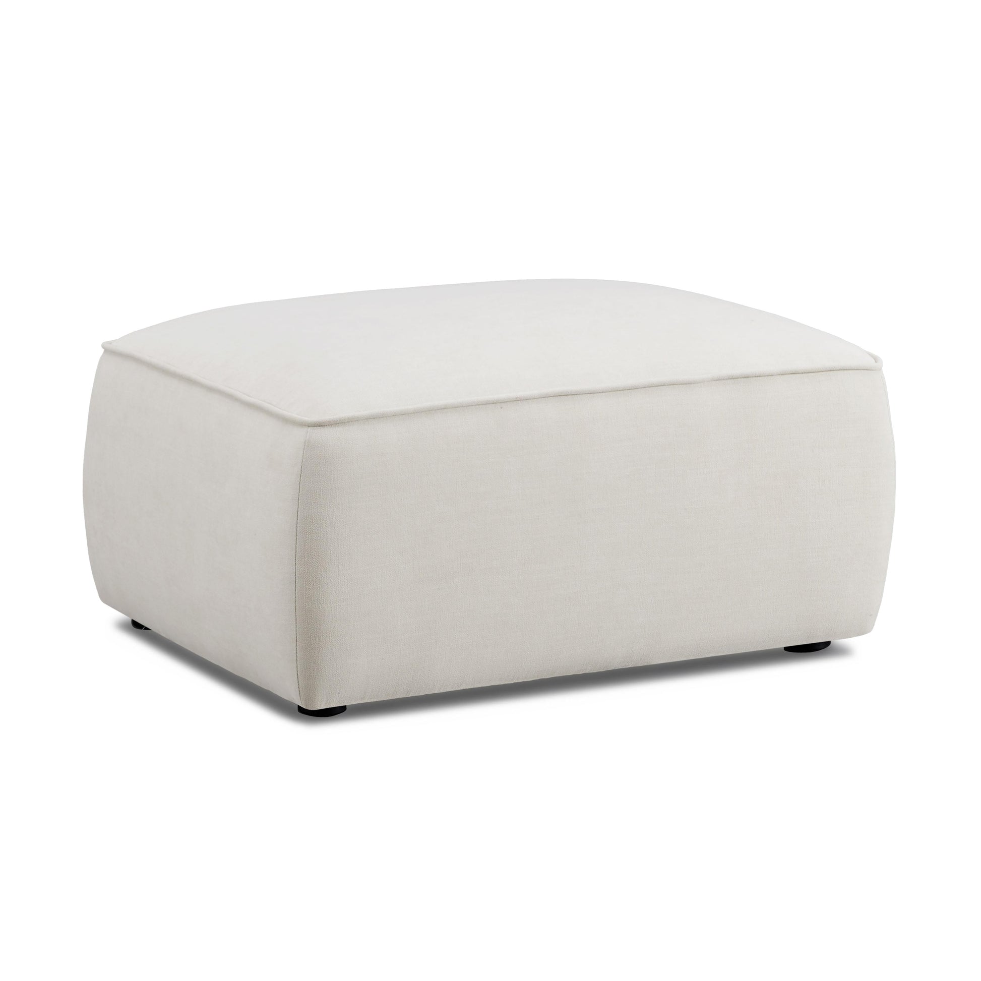 Travie Sand Upcycled Performance Linen Ottoman - Default Variant