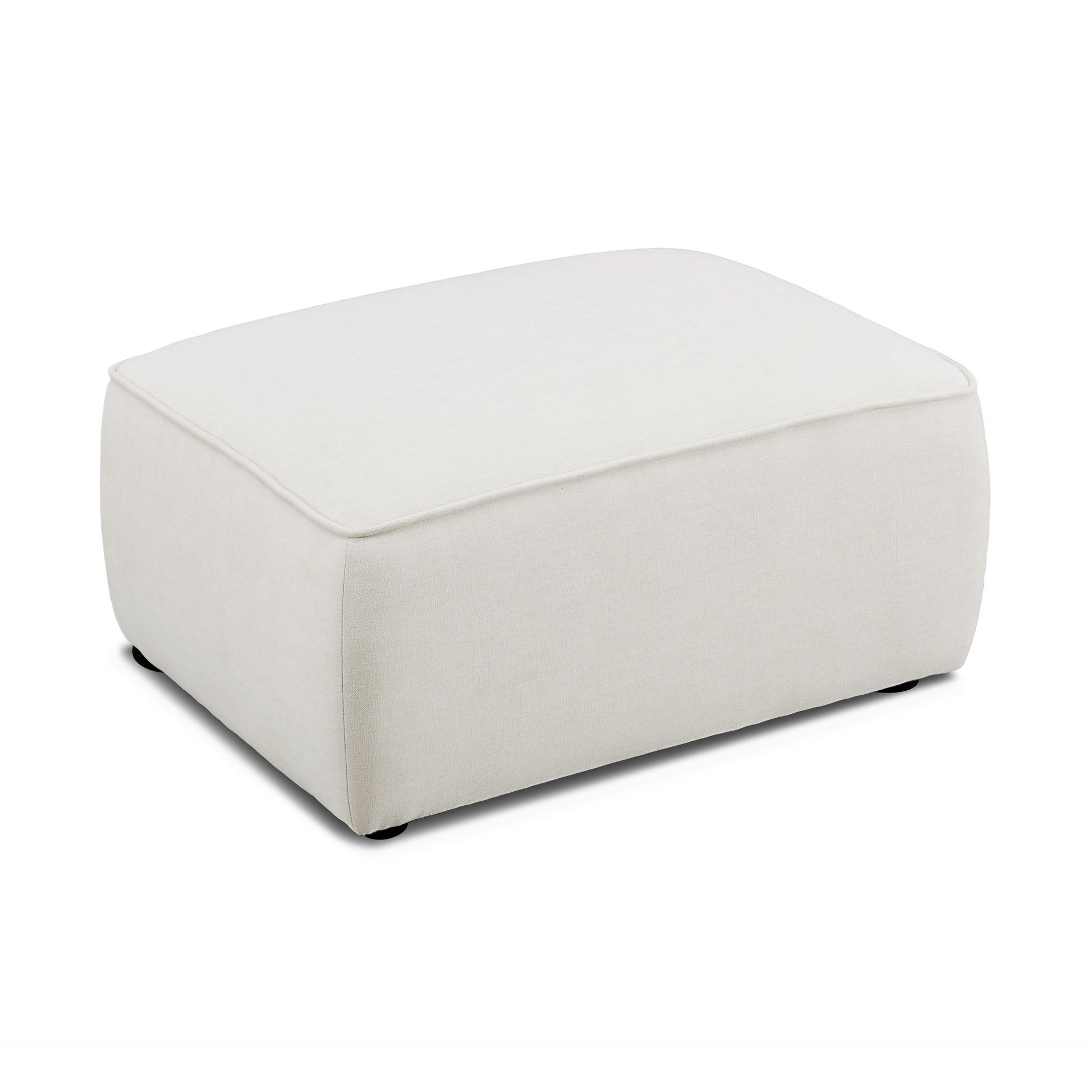 Travie Sand Upcycled Performance Linen Ottoman