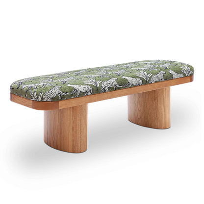 Ollie 48" Olive Green Leopard Performance Jacquard Bench - Default Variant