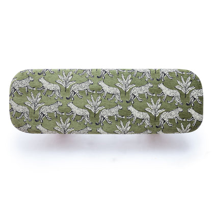 Ollie 48" Olive Green Leopard Performance Jacquard Bench
