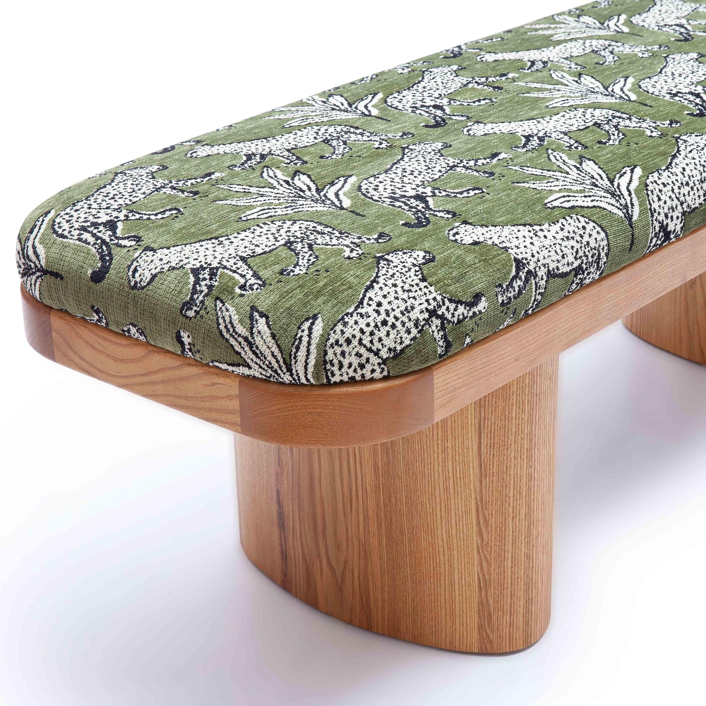 Ollie 48" Olive Green Leopard Performance Jacquard Bench
